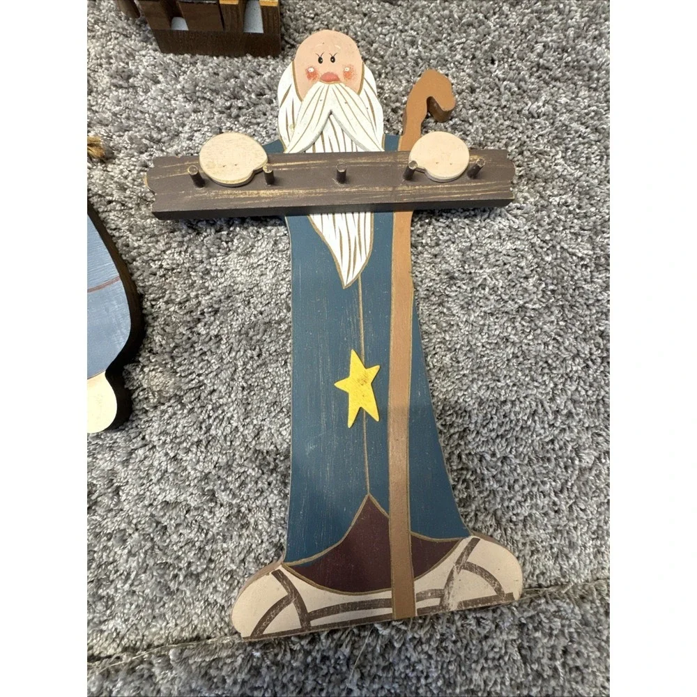 Noah's Ark Hand Painted Wood‎ Hanging Decor Vtg Lot Of 4 See Description